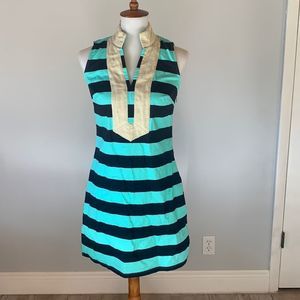 [Sail To Sable] Navy/Teal Striped Dress - Size XS
